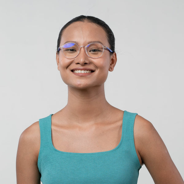 Enrico Bluno Daily Round Computer Glasses For Women (Unisex) Transparent Blue