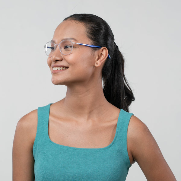 Enrico Bluno Daily Round Computer Glasses For Women (Unisex) Transparent Blue