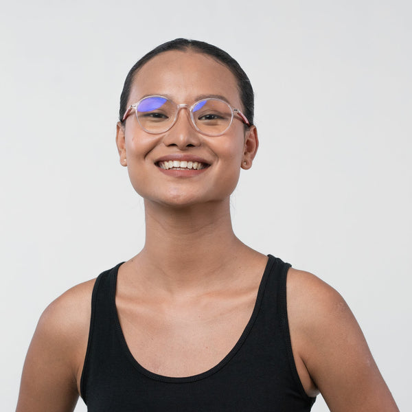 Enrico Bluno Daily Round Computer Glasses For Women (Unisex) Transparent Red