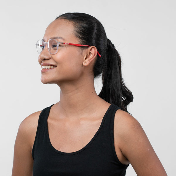 Enrico Bluno Daily Round Computer Glasses For Women (Unisex) Transparent Red