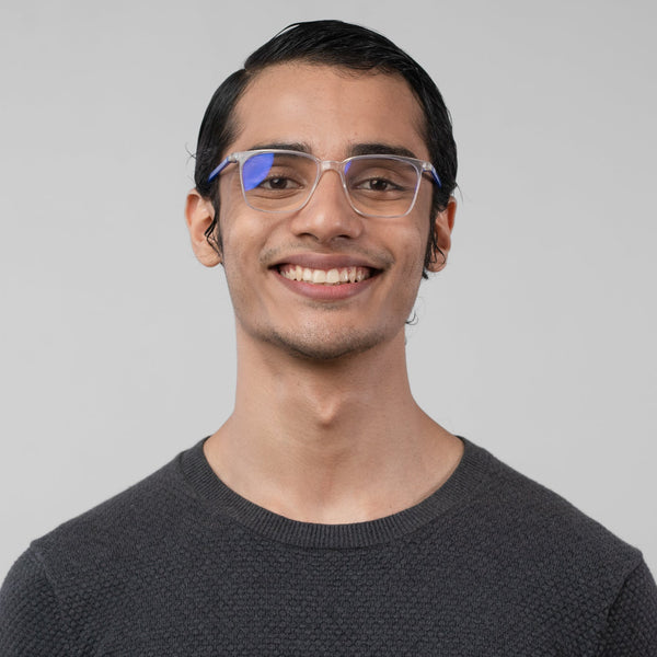 Enrico Bluno Daily Square Computer Glasses For Men (Unisex) Transparent Blue