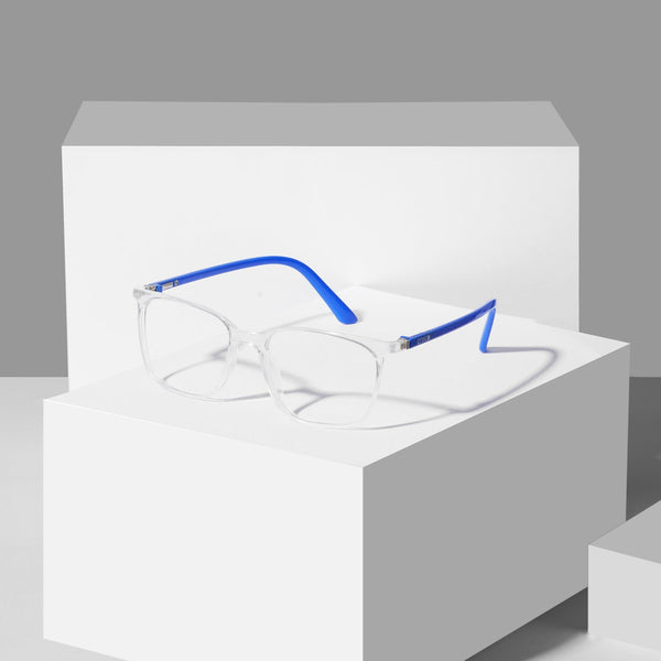 Enrico Bluno Daily Square Computer Glasses For Men (Unisex) Transparent Blue