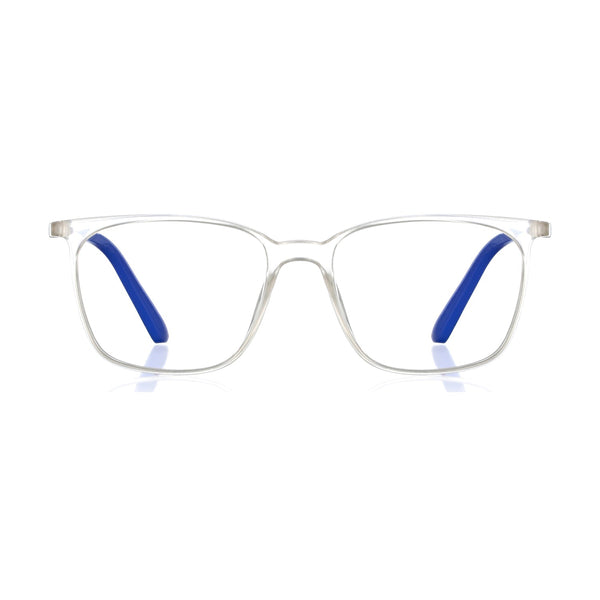 enrico Bluno Daily Square Computer Glasses for Men (Unisex) Transparent Blue