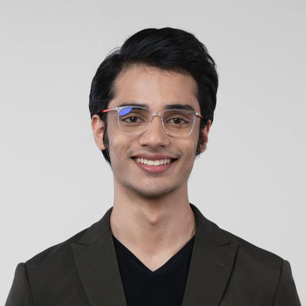 Enrico Bluno Daily Square Computer Glasses For Men (Unisex) Transparent Red