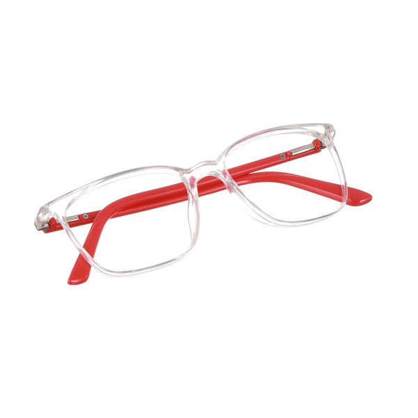 Enrico Bluno Daily Square Computer Glasses For Men (Unisex) Transparent Red