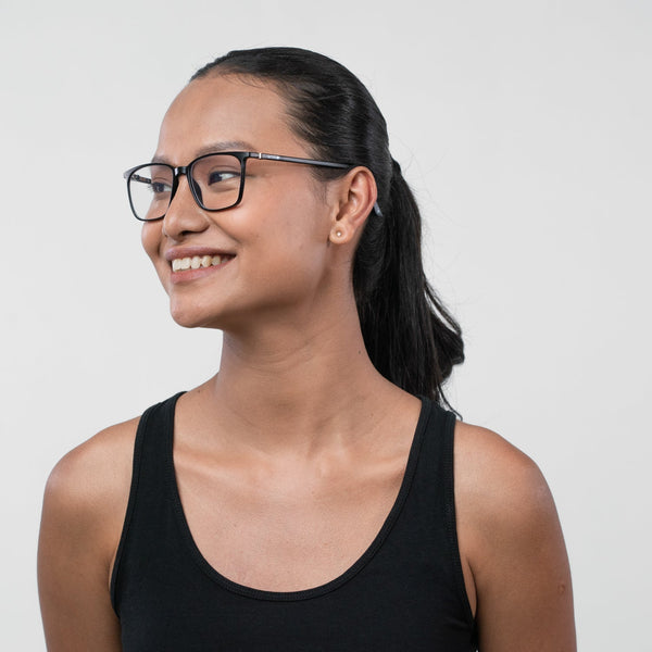 Enrico Bluno Daily Square Computer Glasses For Women (Unisex) Black