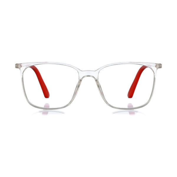 enrico Bluno Daily Square Computer Glasses for Women (Unisex) Transparent Red