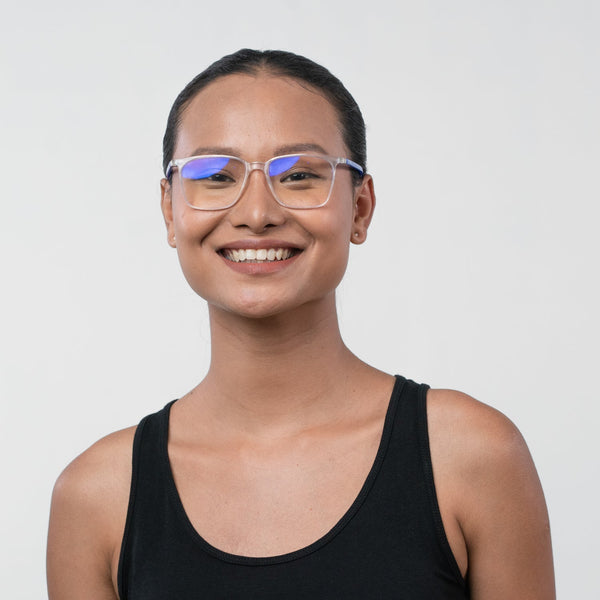 Enrico Bluno Daily Square Computer Glasses For Women (Unisex) Transparent Blue