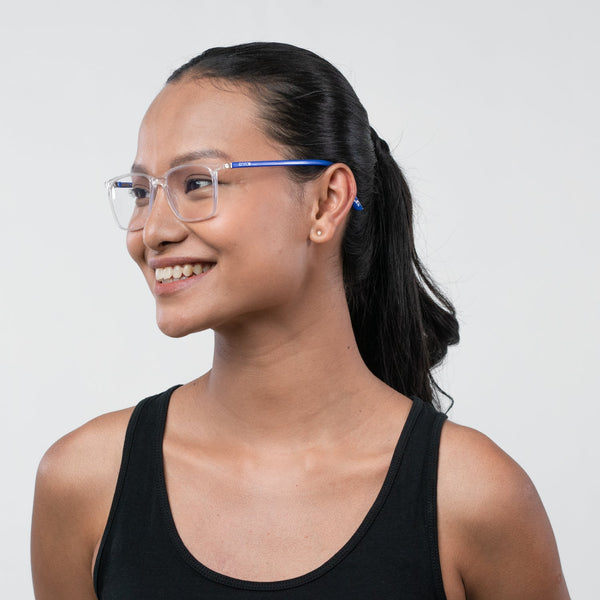Enrico Bluno Daily Square Computer Glasses For Women (Unisex) Transparent Blue
