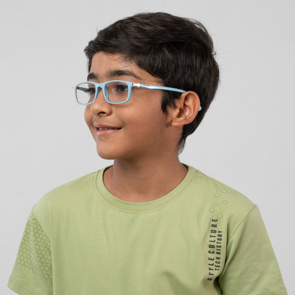 Enrico Bluno Margo Rectangle Computer Glasses For Kids Blue