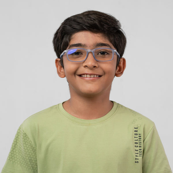 Enrico Bluno Margo Rectangle Computer Glasses For Kids Blue Ice