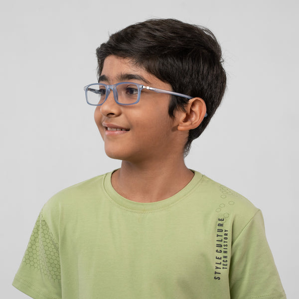 Enrico Bluno Margo Rectangle Computer Glasses For Kids Blue Ice