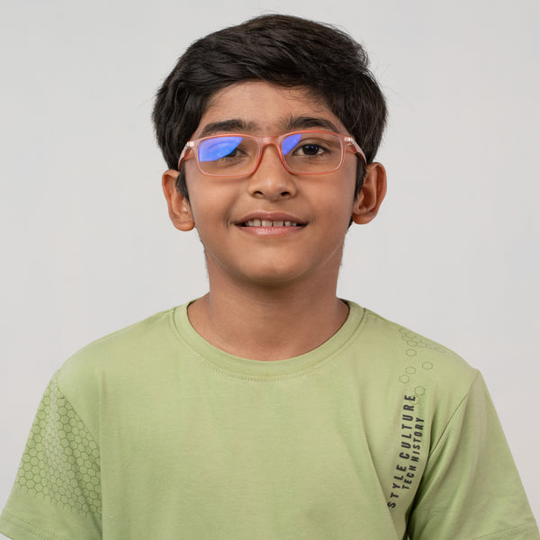 Enrico Bluno Margo Rectangle Computer Glasses For Kids Orange Ice