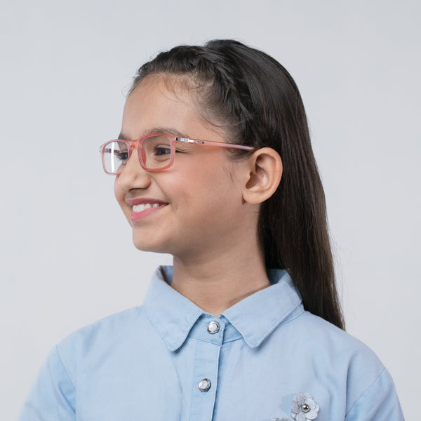 Enrico Bluno Margo Rectangle Computer Glasses For Kids Orange Ice