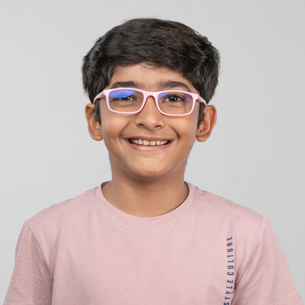 Enrico Bluno Margo Rectangle Computer Glasses For Kids Pink