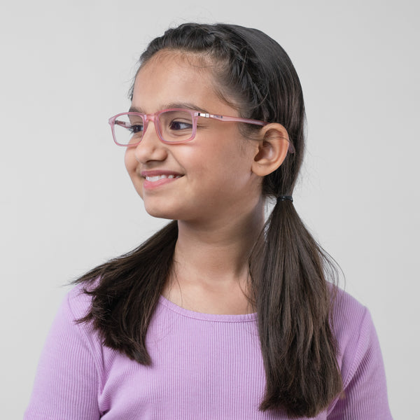 Enrico Bluno Margo Rectangle Computer Glasses For Kids Pink Ice