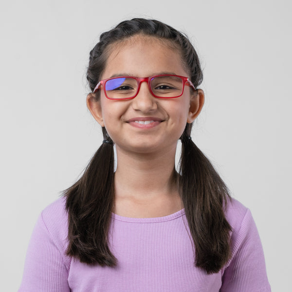 Enrico Bluno Margo Rectangle Computer Glasses For Kids Red Ice