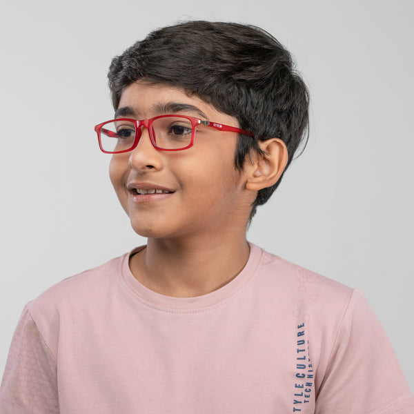 Enrico Bluno Margo Rectangle Computer Glasses For Kids Red Ice