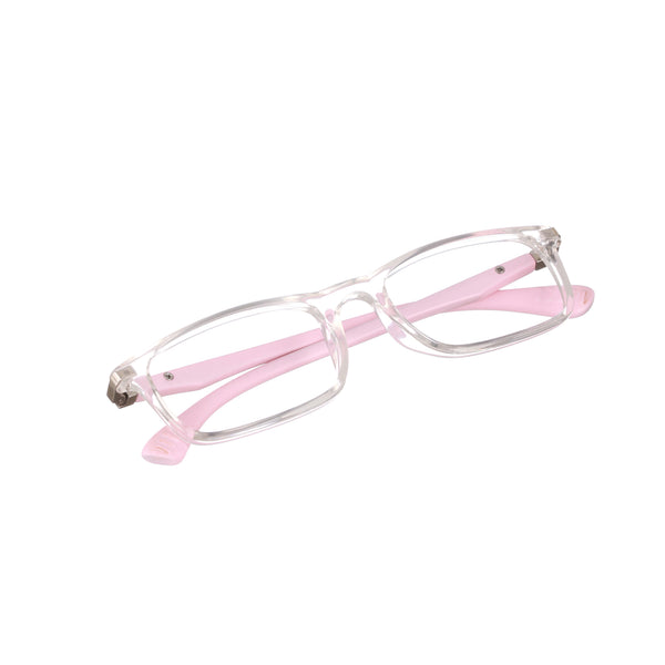 Enrico Bluno Margo Rectangle Computer Glasses For Kids Transparent Pink
