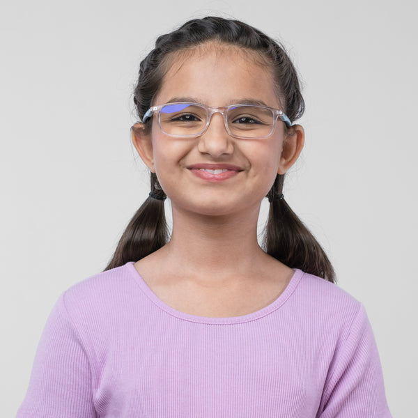 Enrico Bluno Margo Rectangle Computer Glasses For Kids Transparent Blue