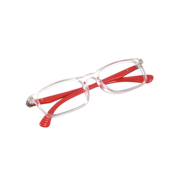 Enrico Bluno Margo Rectangle Computer Glasses For Kids Transparent Red