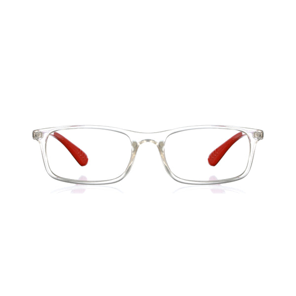 enrico Bluno Margo Rectangle Computer Glasses for Kids Transparent Red