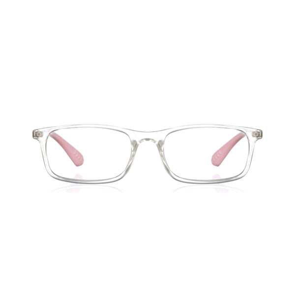 enrico Bluno Margo Rectangle Computer Glasses for Kids Transparent Pink