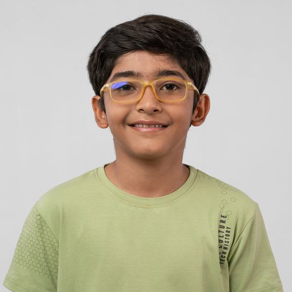 Enrico Bluno Margo Rectangle Computer Glasses For Kids Yellow Ice