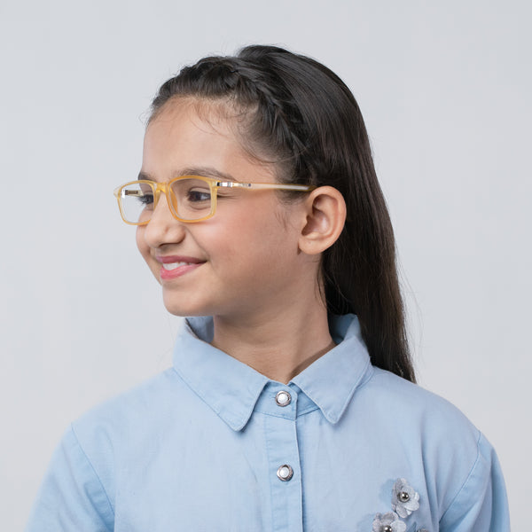 Enrico Bluno Margo Rectangle Computer Glasses For Kids Yellow Ice