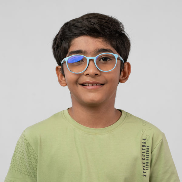 Enrico Bluno Simon Round Computer Glasses For Kids Blue