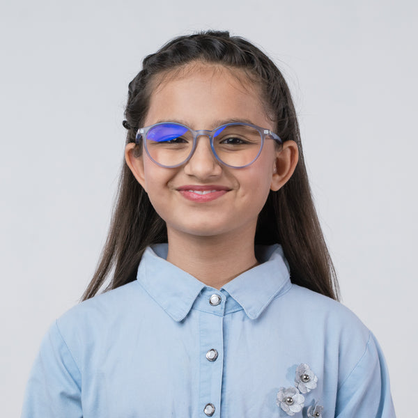 Enrico Bluno Simon Round Computer Glasses For Kids Blue Ice