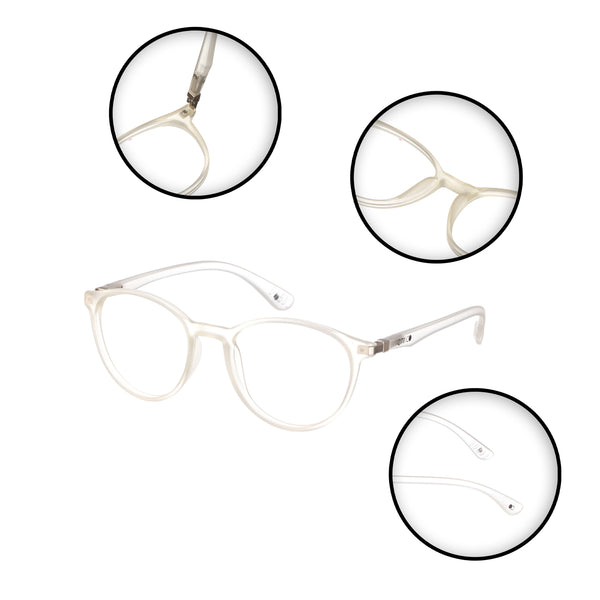 Enrico Bluno Simon Round Computer Glasses For Kids Clear Ice