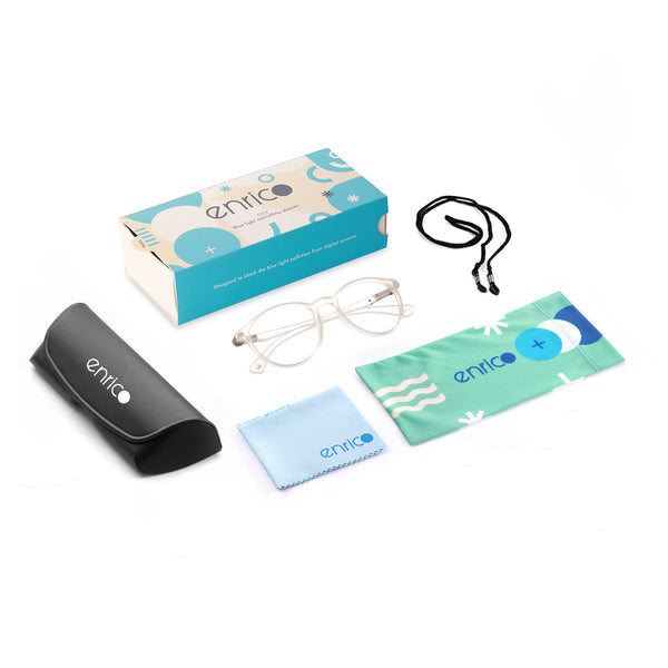 Enrico Bluno Simon Round Computer Glasses For Kids Clear Ice