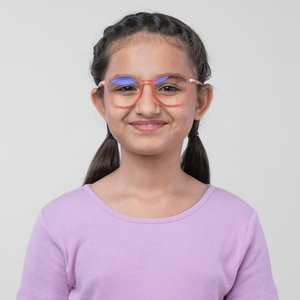 Enrico Bluno Simon Round Computer Glasses For Kids Orange Ice