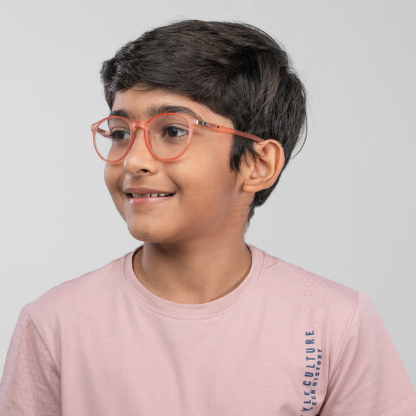 Enrico Bluno Simon Round Computer Glasses For Kids Orange Ice
