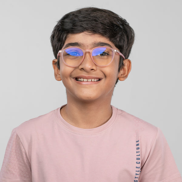Enrico Bluno Simon Round Computer Glasses For Kids Pink Ice