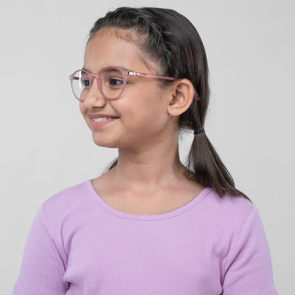 Enrico Bluno Simon Round Computer Glasses For Kids Pink Ice