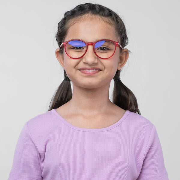 Enrico Bluno Simon Round Computer Glasses For Kids Red Ice