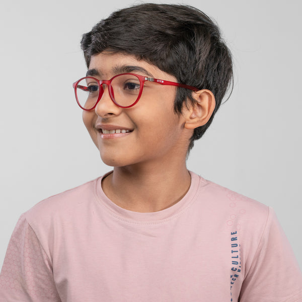 Enrico Bluno Simon Round Computer Glasses For Kids Red Ice