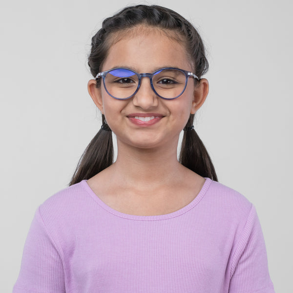 Enrico Bluno Simon Round Computer Glasses For Kids Transparent Blue