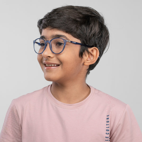 Enrico Bluno Simon Round Computer Glasses For Kids Transparent Blue