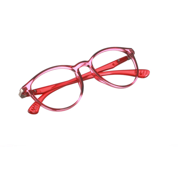 Enrico Bluno Simon Round Computer Glasses For Kids Transparent Red