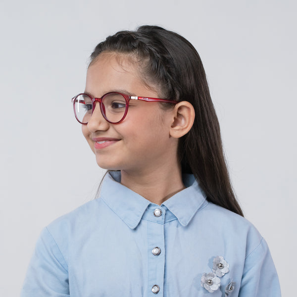 Enrico Bluno Simon Round Computer Glasses For Kids Transparent Red