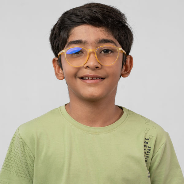 Enrico Bluno Simon Round Computer Glasses For Kids Yellow Ice