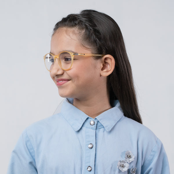 Enrico Bluno Simon Round Computer Glasses For Kids Yellow Ice