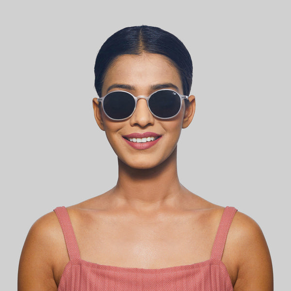 Enrico Enrico Classic Round Sunglasses (Unisex) Clear Ice