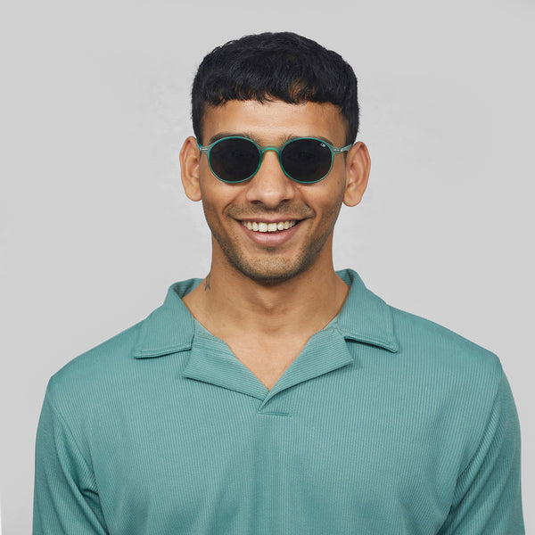 Enrico Enrico Classic Round Sunglasses (Unisex) Green Ice