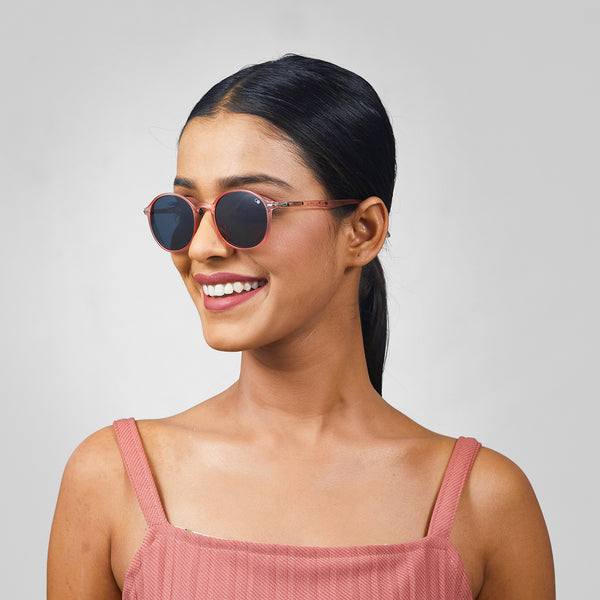 Enrico Enrico Classic Round Sunglasses (Unisex) Orange Ice