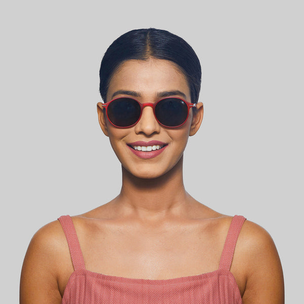 Enrico Enrico Classic Round Sunglasses (Unisex) Red Ice