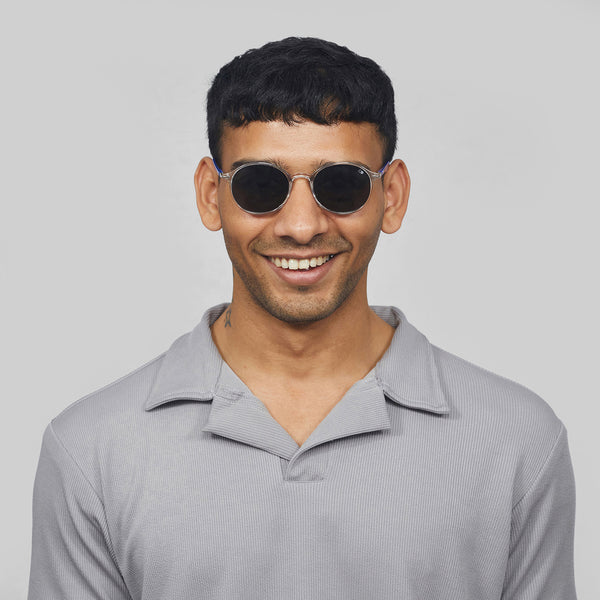 Enrico Enrico Classic Round Sunglasses (Unisex) Transparent Blue